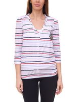 TOM TAILOR Conjunto de camiseta camisa de verano para mujer y top de algodón 34300140 blanco/azul/rojo