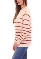 Tamaris women s knitted sweater, loosely woven crew neck sweater in oversize style 92878532 beige