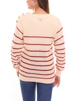 Tamaris women s knitted sweater, loosely woven crew neck sweater in oversize style 92878532 beige