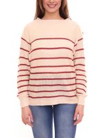 Tamaris women s knitted sweater, loosely woven crew neck sweater in oversize style 92878532 beige