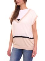 bruno banani Damen Pullunder mit nachhaltiger Viskose Color-Blocking 10298354 Beige/Schwarz