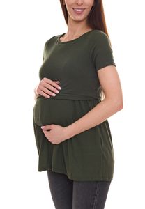 MAMALICIOUS women s maternity shirt with concealed nursing function, short-sleeved summer shirt 97849269 Khaki