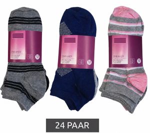 12 paia di calze di cotone con cintura comoda, calzini da sneaker sostenibili con diversi modelli di rosa, blu o nero