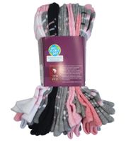 12 pairs of TRUE style cotton stockings with comfort waistband, sustainable sneaker socks with different patterns of pink, blue or black