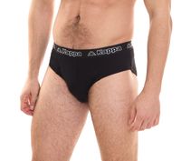 Kappa Herren Slip mit Baumwoll-Stretch Unterwäsche mit Logobund Unterhose 711167 Schwarz