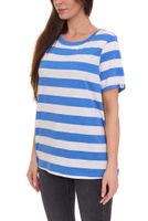 DELMAO women s T-shirt striped crew neck shirt 63058126 blue/white