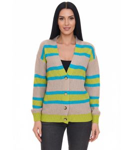 Aniston CASUAL giacca cardigan da donna in maglia con chiusura bottoni 85595338 beige/blu/verde