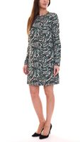 Aniston SELECTED miniabito donna con stampa all over a maniche lunghe 88938605 nero/verde/beige