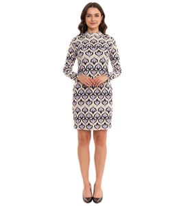 Aniston CASUAL abito midi da donna con stampa all-over abito a maniche lunghe con cut-out sul retro 86478136 Verde/Viola