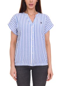 DELMAO women s summer blouse striped short sleeve blouse summer shirt 64287360 blue/white