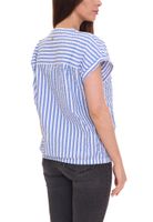 DELMAO women s summer blouse striped short sleeve blouse summer shirt 64287360 blue/white