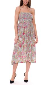 Aniston CASUAL 2 in 1 midi dress with removable straps can also be worn as a skirt summer dress with floral print 87089836 green/colorful