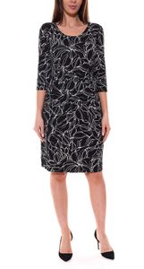 Aniston SELECTED women s mini dress with abstract all-over print long-sleeved dress black/White