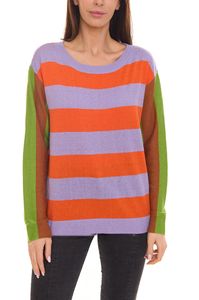 Aniston CASUAL women s sweater, wide striped fine-knit sweater 71355125 orange/violet