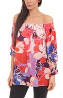 Aniston CASUAL Chemisier d été pour femme avec imprimé all-over, chemise d été à épaules dénudées 15622313 rose/rouge