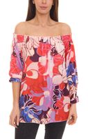 Aniston CASUAL Chemisier d été pour femme avec imprimé all-over, chemise d été à épaules dénudées 15622313 rose/rouge