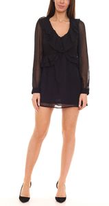 Aniston SELECTED women s summer blouse with ruffles made of chiffon long-sleeved blouse with transparent sleeves 58305233 black
