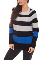 Aniston CASUAL Damen Strick-Pullover gestreifter Rundhals-Pulli 38395131 Schwarz/Grau/Blau