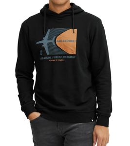 INDICODE Forzo men s cotton hoodie sustainable hooded sweater with large front print 55-581MM 999 Black