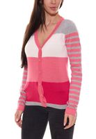 KangaROOS women s cardigan fine knit jacket in color block design pink/gray or blue/pink