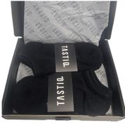 6 paires de chaussettes baskets TASTIQ, chaussettes simples en coton dans une boîte cadeau, chaussettes de sport, noir