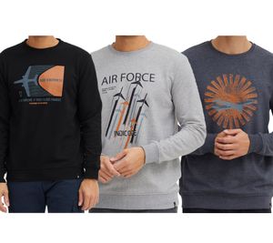 INDICODE IDForz men s cotton pullover crew neck sweater with large front print 55582MM Black, gray or blue