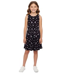 KIDSWORLD girls' summer dress with all-over floral pattern leisure dress 74239509 black