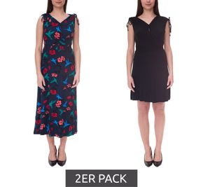 Confezione da 2 abiti estivi da donna AJC maxi abito con stampa floreale all-over e mini abito semplice 25760756 nero/blu