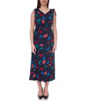 2er Pack AJC Damen Sommer-Kleid Maxi-Kleid mit floralem Allover-Print und schlichtes Mini-Kleid 25760756 Schwarz/Blau