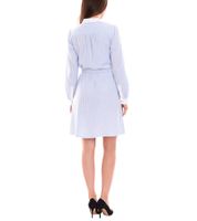 DELMAO robe en coton pour femme mini robe rayée à manches longues robe chemisier 63983442 blanc/bleu