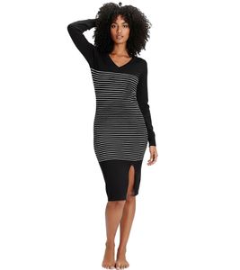 AjC robe pull pour femme robe midi à rayures robe en maille 10089317 bleu