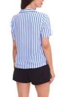 Pack of 2 AjC blouses, airy women's shirt blouses in two colors with button placket blue/white