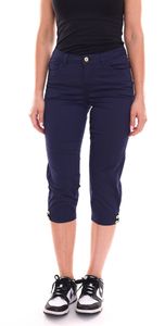 DELMAO women's summer trousers, stylish cotton trousers, knee-length 61966429 blue