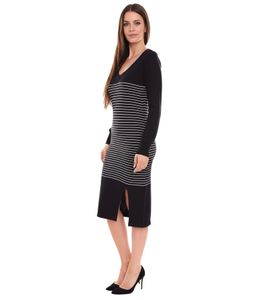 AjC robe pull pour femme robe midi à rayures robe en maille 52490724 noir