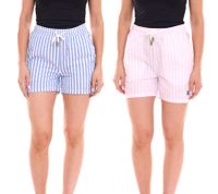 DELMAO women's shorts with side pockets blue/white, pink/white or plain pink