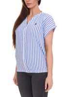 DELMAO women's summer blouse striped short-sleeved blouse summer shirt pink/white or blue/white