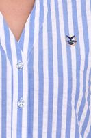 DELMAO women's summer blouse striped short-sleeved blouse summer shirt pink/white or blue/white