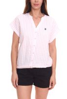 DELMAO women's summer blouse striped short-sleeved blouse summer shirt pink/white or blue/white