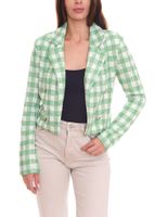 Aniston CASUALS Damen sportlich eleganter Kurz-Blazer mit Zierknöpfen Grün/Bunt oder Grün/Weiß