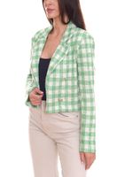 Aniston CASUALS Damen sportlich eleganter Kurz-Blazer mit Zierknöpfen Grün/Bunt oder Grün/Weiß