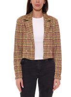 Aniston CASUALS Damen sportlich eleganter Kurz-Blazer mit Zierknöpfen Grün/Bunt oder Grün/Weiß