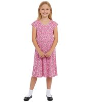 KIDSWORLD girls' summer dress with all-over floral print, round neck dress 52543308 pink