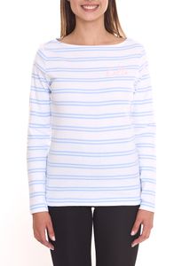 DELMAO women's long-sleeved shirt striped cotton sweatshirt 85025237 blue/white