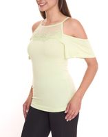 MELROSE Damen Off-Shoulder-Shirt mit Blumenborder elegantes Ausgeh-Top 11037716 Grün