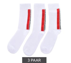 3 pairs of BIKKEMBERGS men's tennis socks with brand lettering, cotton socks BF_009 white