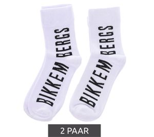 2 pairs of BIKKEMBERGS men's leisure socks with brand print cotton socks BK_061 white/black