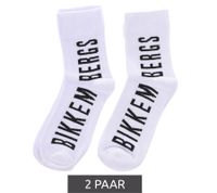 2 pairs of BIKKEMBERGS men's leisure socks with brand print cotton socks BK_061 white/black