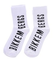 2 pairs of BIKKEMBERGS men's leisure socks with brand print cotton socks BK_061 white/black