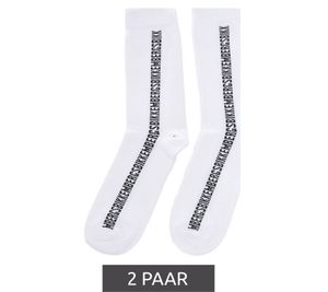 2 pairs of BIKKEMBERGS men's long sports socks with brand lettering cotton socks BK016 white/black