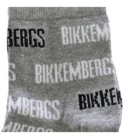 3 pairs of BIKKEMBERGS men's tennis socks with brand lettering, cotton socks, white/black/grey/blue